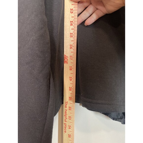 Zara Black Long Sleeve Knot Front Top Women's Size L Crew Neck Minimalist - Picture 6 of 7